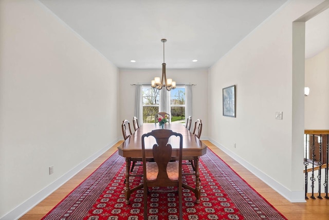 1387 Wilmington Way Unit 3-34, Lake Geneva, WI 53147 - dining space featuring a chandelier, light wood finished floors, baseboards, and recessed lighting