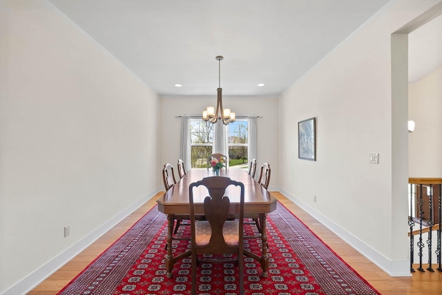 1387 Wilmington Way Unit 3-34, Lake Geneva, WI 53147 - dining space with a chandelier, light wood finished floors, baseboards, and recessed lighting