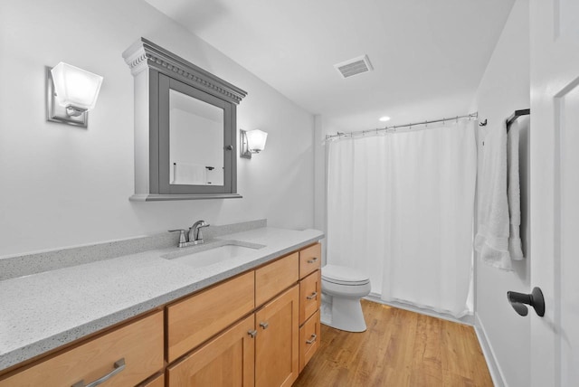 1387 Wilmington Way Unit 3-34, Lake Geneva, WI 53147 - bathroom featuring wood finished floors, toilet, vanity, and a shower with curtain