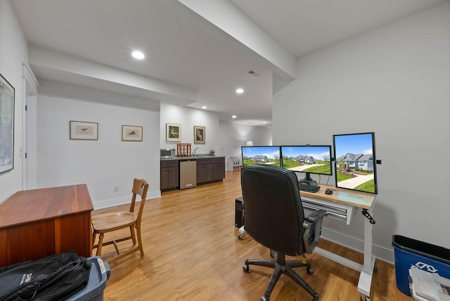 1387 Wilmington Way Unit 3-34, Lake Geneva, WI 53147 - office area featuring light wood-type flooring, recessed lighting, and baseboards