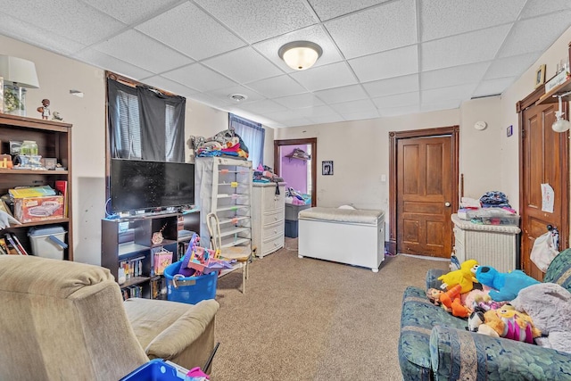 2936 S 9th Pl, Milwaukee, WI 53215 - bedroom featuring carpet, a drop ceiling, and refrigerator