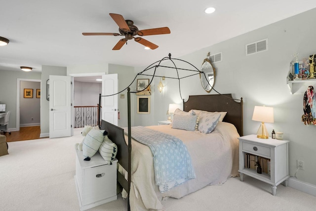 1521 Geneva Club Dr Unit 18-05, Lake Geneva, WI 53147 - bedroom with carpet flooring, baseboards, recessed lighting, and ceiling fan