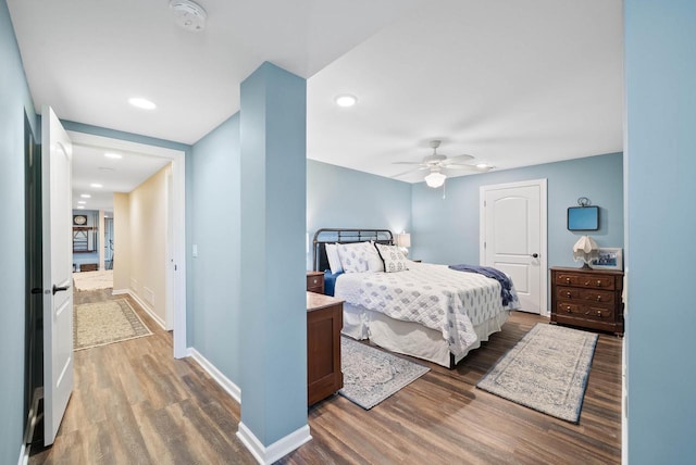 1521 Geneva Club Dr Unit 18-05, Lake Geneva, WI 53147 - bedroom featuring wood finished floors, baseboards, recessed lighting, and ceiling fan