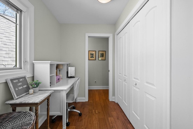 1521 Geneva Club Dr Unit 18-05, Lake Geneva, WI 53147 - office featuring dark wood finished floors, plenty of natural light, and baseboards