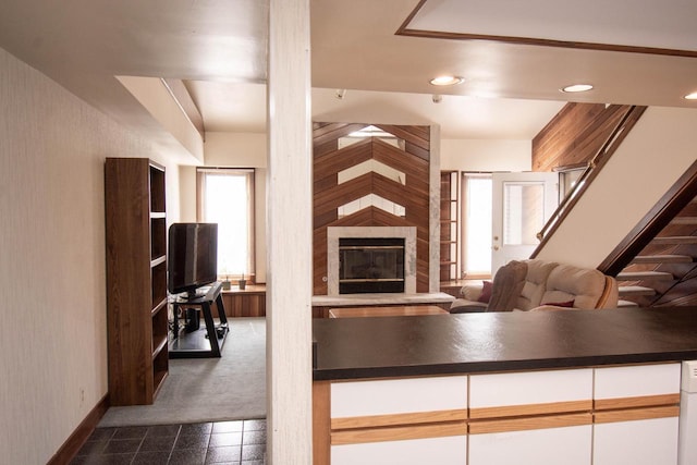 848 Kendall Ln Unit 5H, Lake Geneva, WI 53147 - living room featuring baseboards and a large fireplace