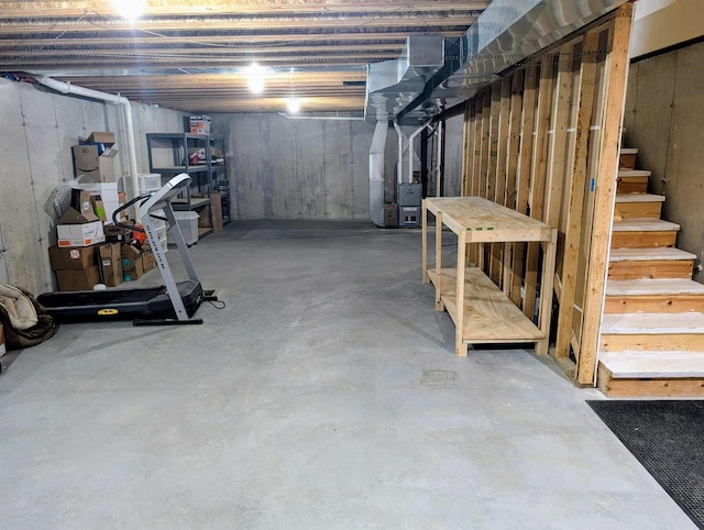 4374 Bent Grass Ct, Windsor, WI 53598 - unfinished basement with heating unit and stairs