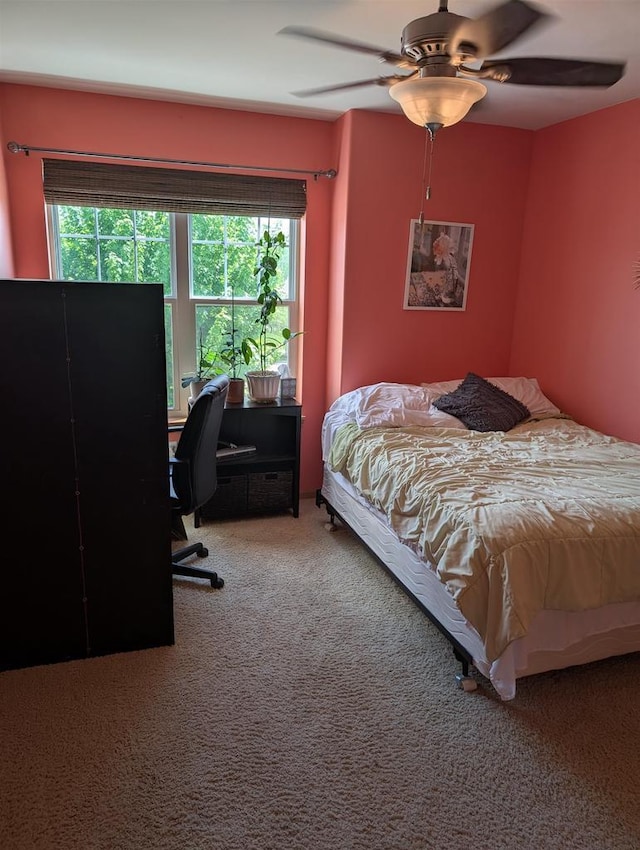 4374 Bent Grass Ct, Windsor, WI 53598 - bedroom with carpet, a ceiling fan, and an office area