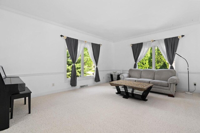 8705 Nelson Xing, Verona, WI 53593 - carpeted living room featuring ornamental molding and baseboards