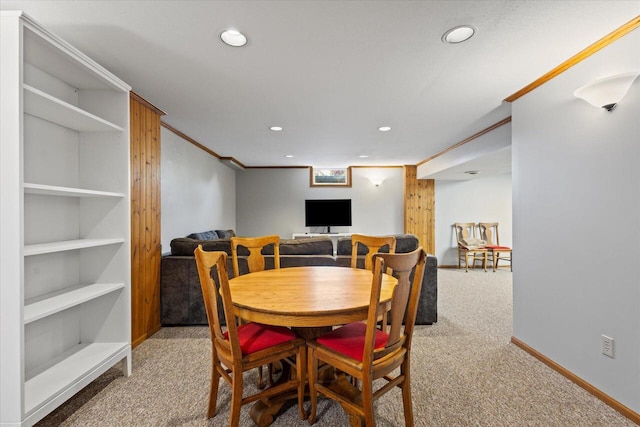 N39W32890 High Hill Ct, Nashotah, WI 53058 - carpeted dining area with recessed lighting, ornamental molding, and baseboards