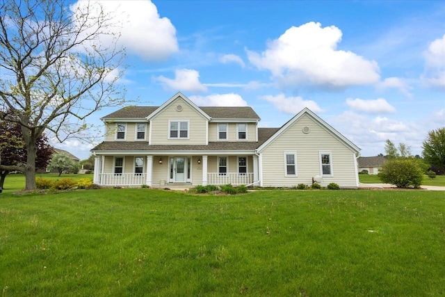 N39W32890 High Hill Ct, Nashotah, WI 53058 - view of front of property with a porch, a shingled roof, and a front yard