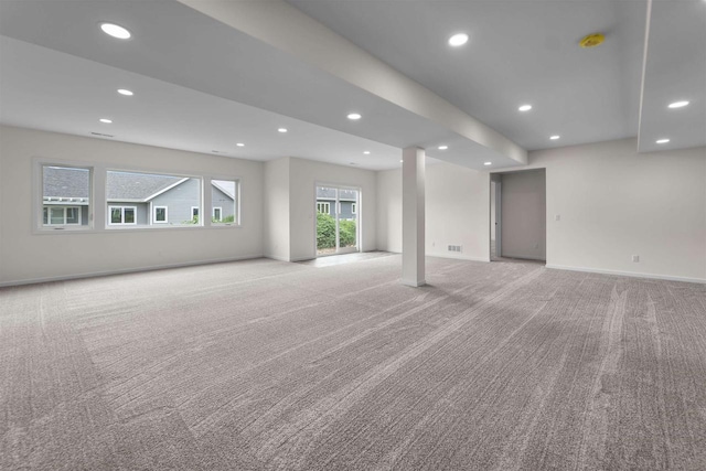 1407 Ridgetrail Dr, Cross Plains, WI 53528 - basement with light carpet, recessed lighting, and baseboards