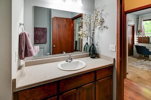 6972 Heirloom Dr, Deforest, WI 53532 - bathroom with vanity and wood finished floors