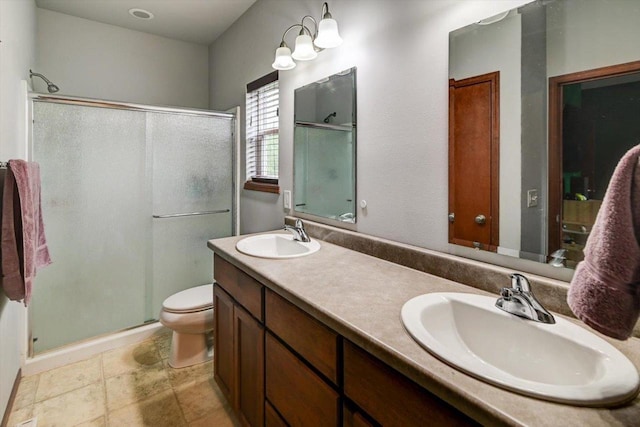 6972 Heirloom Dr, Deforest, WI 53532 - full bathroom featuring a shower stall, toilet, and double vanity