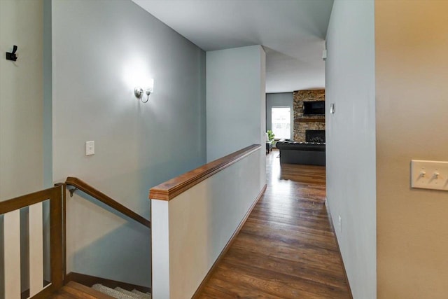 6972 Heirloom Dr, Deforest, WI 53532 - hallway with an upstairs landing and wood finished floors