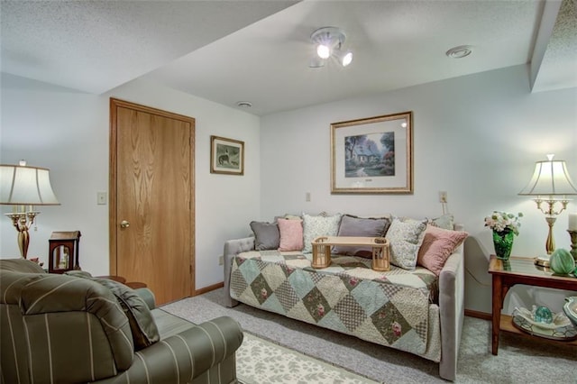 3329 E Meadows Pl, Eau Claire, WI 54701 - carpeted living room with baseboards and a textured ceiling