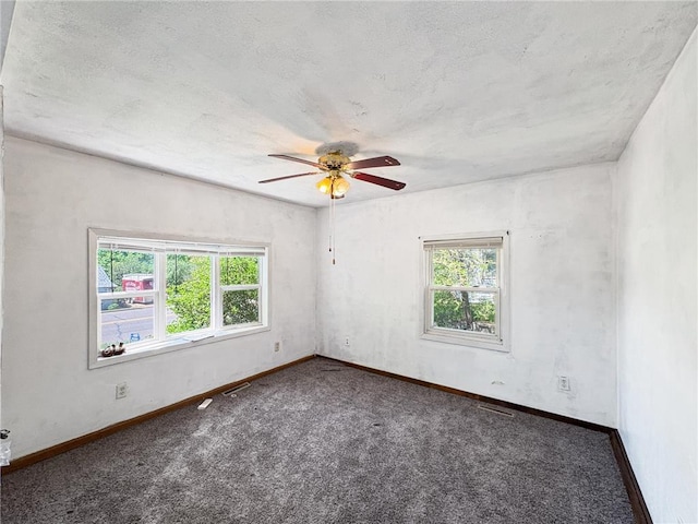 438 N Washington St, Saint Croix Falls, WI 54024 - spare room featuring healthy amount of natural light, carpet flooring, ceiling fan, baseboards, and a textured ceiling