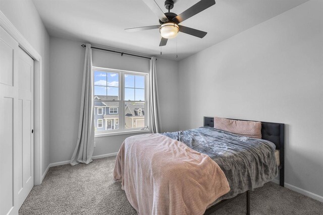 432 Tawny Elm Pkwy, Verona, WI 53593 - bedroom with carpet, baseboards, and a ceiling fan