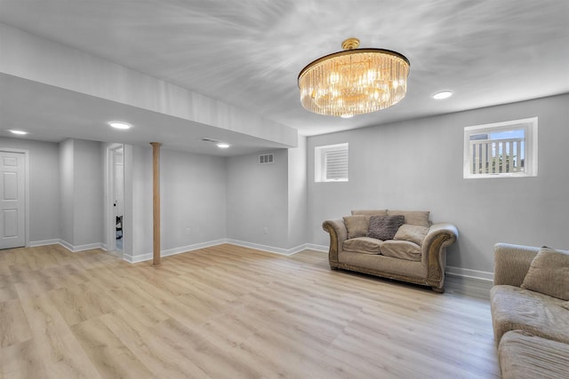 432 Tawny Elm Pkwy, Verona, WI 53593 - living area with baseboards, wood finished floors, recessed lighting, and a chandelier