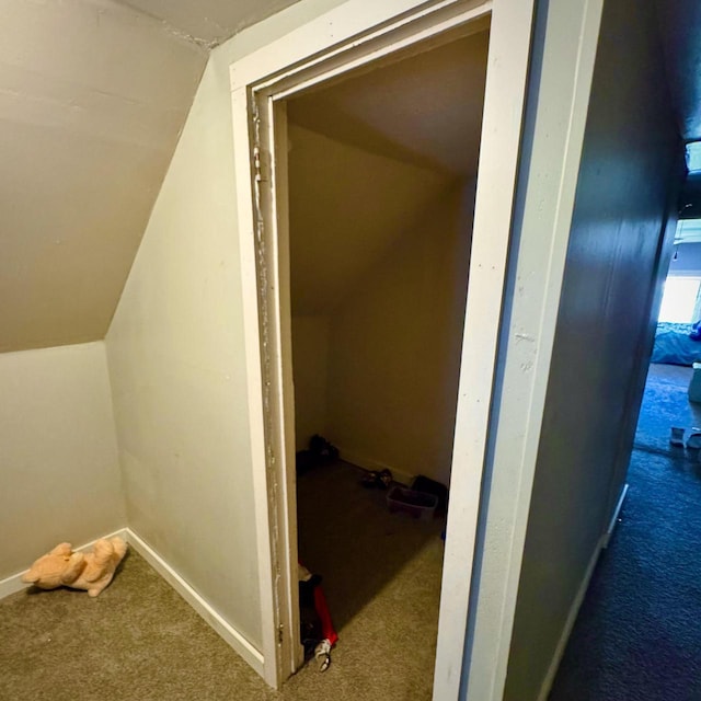 2664 N Booth St, Milwaukee, WI 53212 - corridor featuring vaulted ceiling, carpet, and baseboards