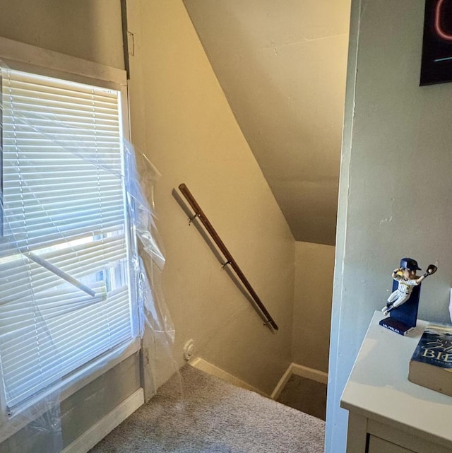 2664 N Booth St, Milwaukee, WI 53212 - staircase featuring carpet and baseboards