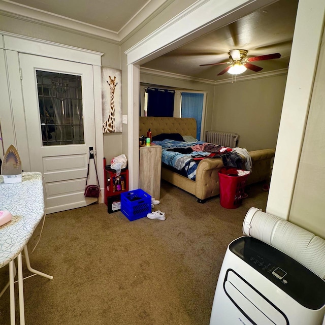 2664 N Booth St, Milwaukee, WI 53212 - bedroom featuring carpet, crown molding, and a ceiling fan