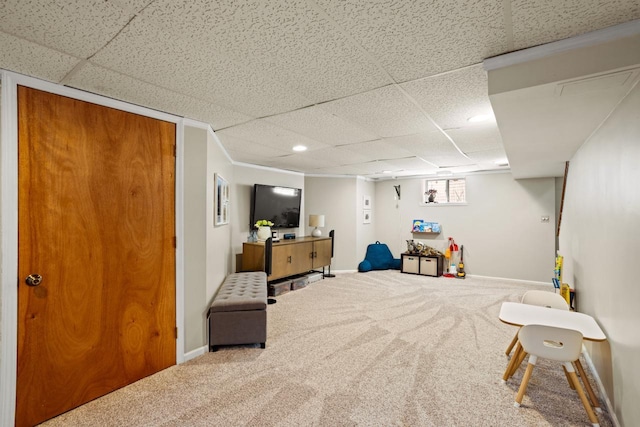 2577 N 89th St, Wauwatosa, WI 53226 - basement featuring a drop ceiling, carpet flooring, baseboards, and recessed lighting