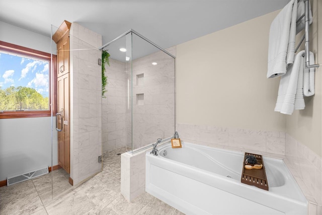 169003 Shorewood Dr, Rosholt, WI 54473 - full bath with a garden tub, a shower stall, and recessed lighting