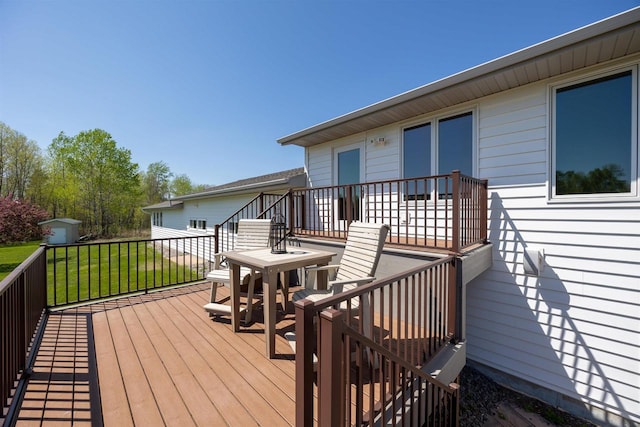 169003 Shorewood Dr, Rosholt, WI 54473 - wooden terrace featuring a yard