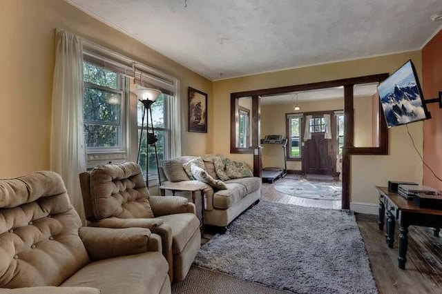 2139 12th St, Eau Claire, WI 54703 - living room featuring healthy amount of natural light, wood finished floors, and baseboards