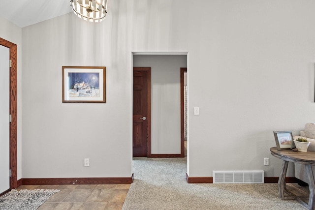 N5798 Lakeview Dr, Green Lake, WI 54941 - corridor featuring baseboards and a chandelier