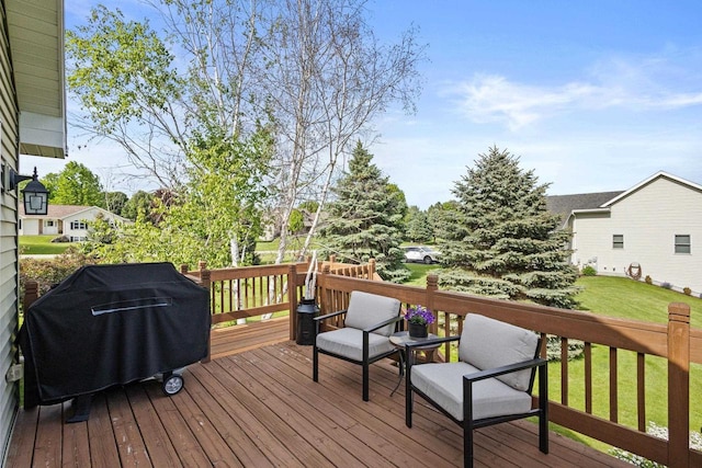 N5798 Lakeview Dr, Green Lake, WI 54941 - deck with area for grilling and a yard