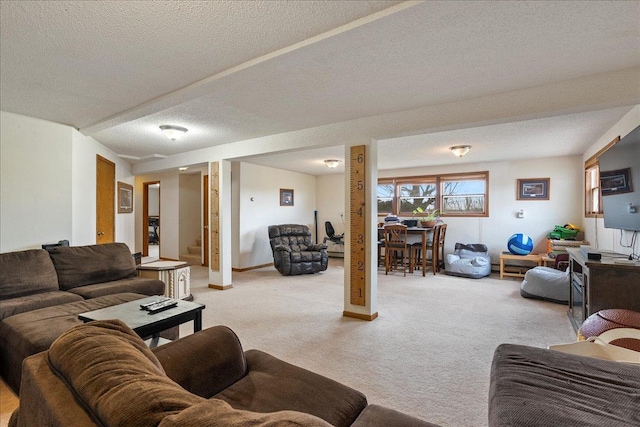 912 S 3rd Ave, Edgar, WI 54426 - living room featuring light carpet and a textured ceiling