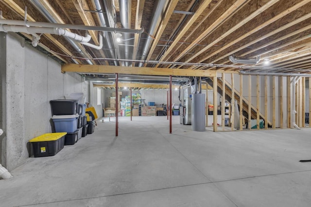 3153 Lazy Oak Ct, Green Bay, WI 54311 - unfinished basement with water heater and stairs