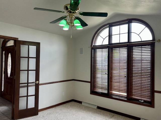 1120 Cardinal St, De Pere, WI 54115 - unfurnished room featuring a ceiling fan, carpet floors, lofted ceiling, and baseboards