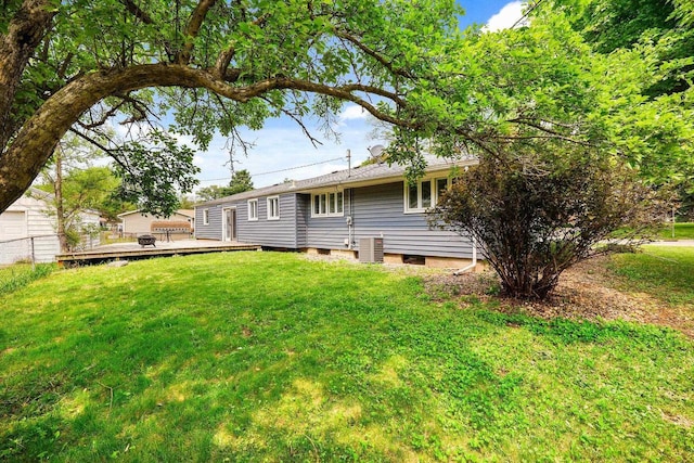 605 Douglas Trl, Madison, WI 53716 - rear view of house featuring a deck and central AC unit