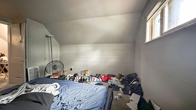 5561 N 40th St, Milwaukee, WI 53209 - bedroom featuring vaulted ceiling and carpet floors