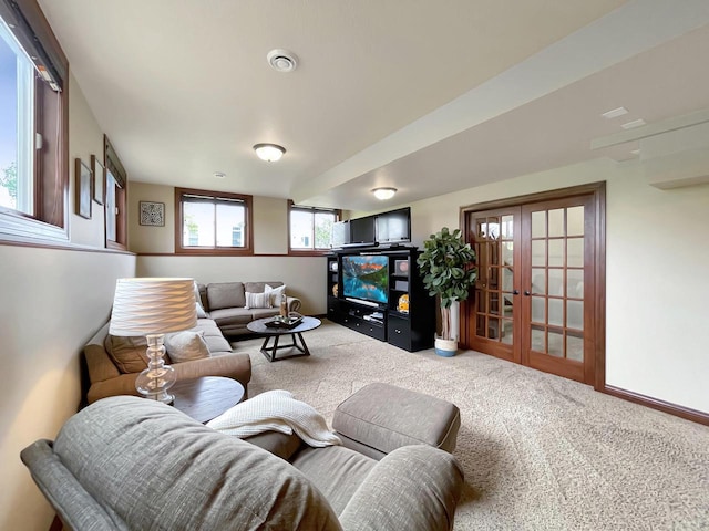 5634 Wind Dancer Ct, Sheboygan, WI 53081 - carpeted living room featuring baseboards and french doors