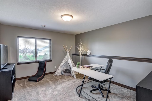 1215 Brooke Ct, Chippewa Falls, WI 54729 - home office with carpet floors, baseboards, and a textured ceiling