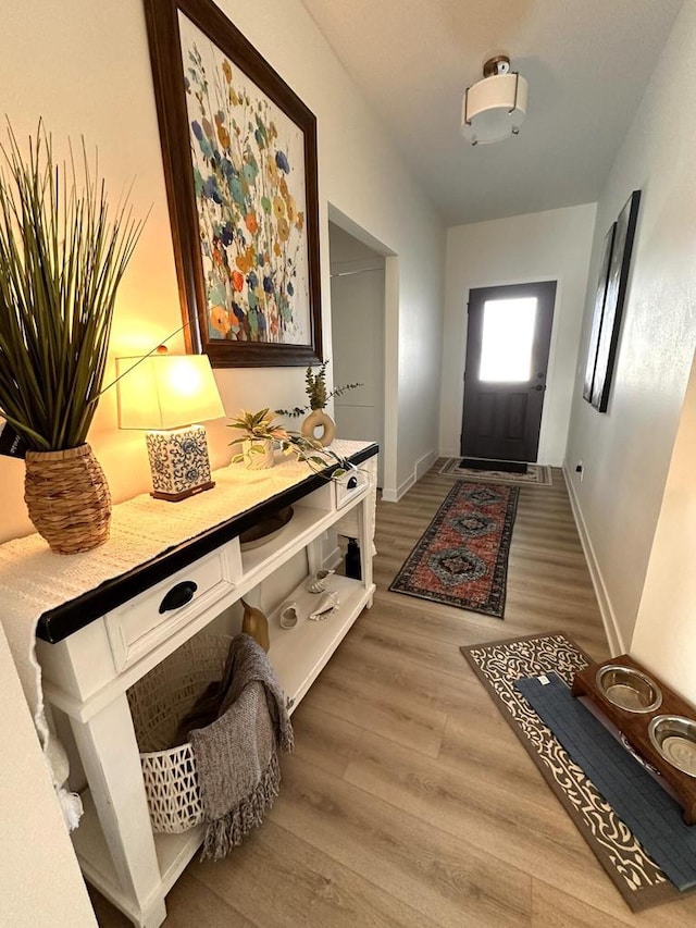 265 Victory Ln, Elkhart Lake, WI 53020 - doorway to outside featuring wood finished floors and baseboards