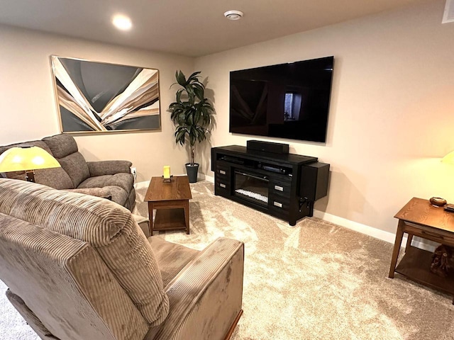 265 Victory Ln, Elkhart Lake, WI 53020 - living area with carpet floors, baseboards, and recessed lighting