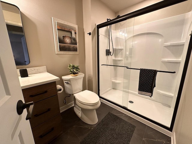 265 Victory Ln, Elkhart Lake, WI 53020 - full bathroom with vanity, toilet, and a shower stall