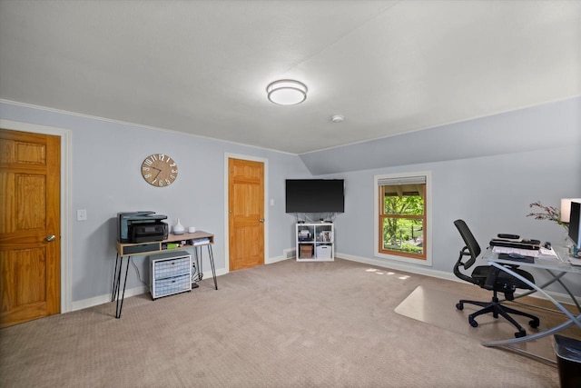 530 W Acacia Rd, Glendale, WI 53217 - office space featuring carpet flooring, baseboards, and vaulted ceiling