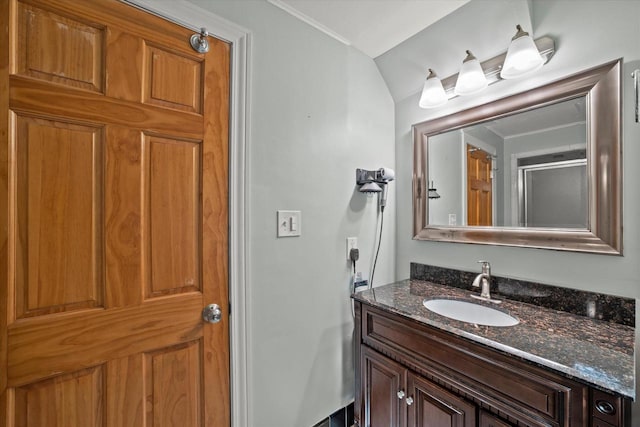 530 W Acacia Rd, Glendale, WI 53217 - bathroom featuring vanity and ornamental molding
