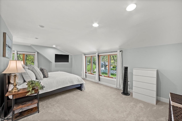 530 W Acacia Rd, Glendale, WI 53217 - carpeted bedroom with lofted ceiling, baseboards, and recessed lighting