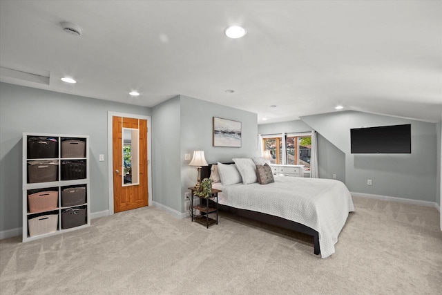 530 W Acacia Rd, Glendale, WI 53217 - carpeted bedroom with baseboards, recessed lighting, and vaulted ceiling