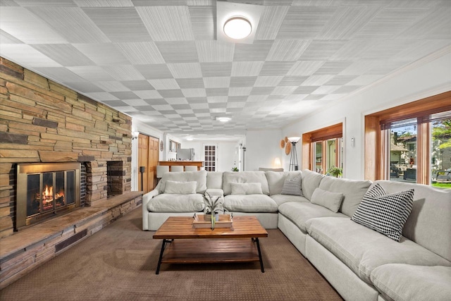 530 W Acacia Rd, Glendale, WI 53217 - living area featuring a fireplace and carpet floors