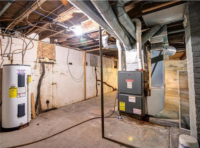 N4190 S County Road P, Spring Valley, WI 54767 - unfinished basement featuring electric water heater and heating unit