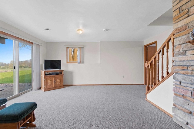 N3351 County Road B, Kewaunee, WI 54216 - living area featuring carpet floors, stairs, and baseboards
