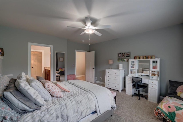 1002 Millies Way, Waunakee, WI 53597 - bedroom with light colored carpet, an office area, and ceiling fan