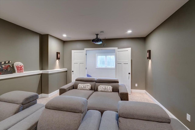1002 Millies Way, Waunakee, WI 53597 - carpeted home theater featuring baseboards and recessed lighting